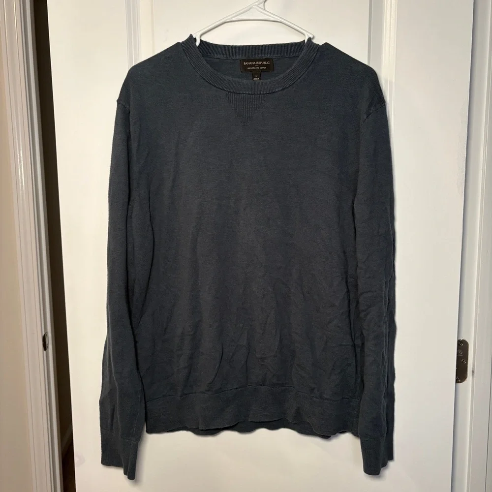 Men’s Banana Republic Dark Blue Cotton Crewneck Sweater Size: L